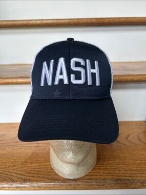 The NASH Collection Navy and White Trucker Hat w/ Stars (worn 1-2x)